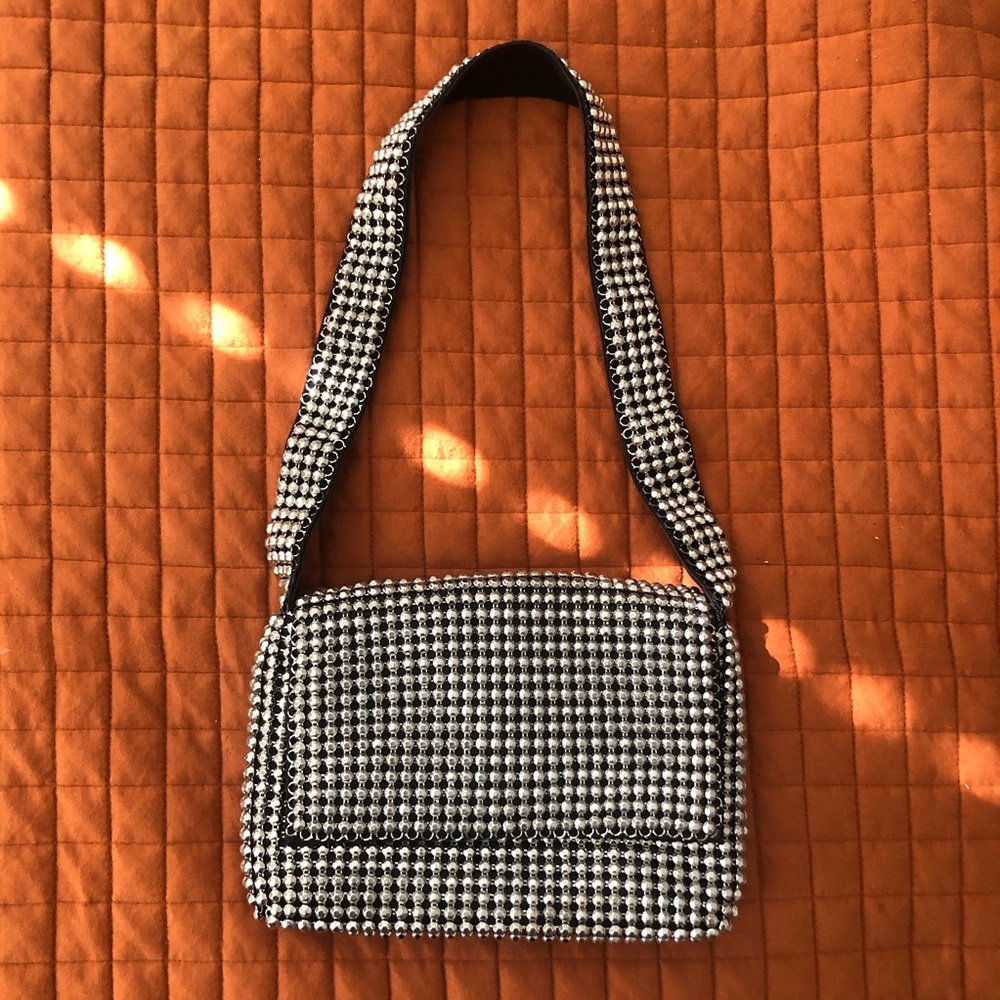 Metallic Silver Beaded Purse by Topshop